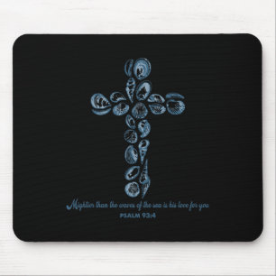 Christian Seashell Style Beach Vacation Faith Cros Mouse Pad