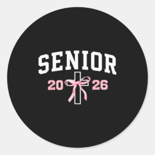 Christian Senior 2026 Cl Of 26 Coquette Girls Classic Round Sticker
