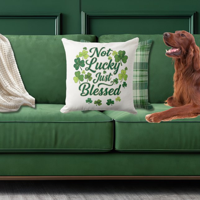 Christian Shamrock Not Lucky Green Plaid  Cushion (Creator Uploaded)