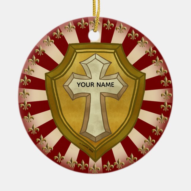 Christian Shield Ceramic Ornament (Front)