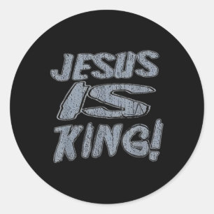 Christian Shirts For Men Jesus Is King God Faith  Classic Round Sticker