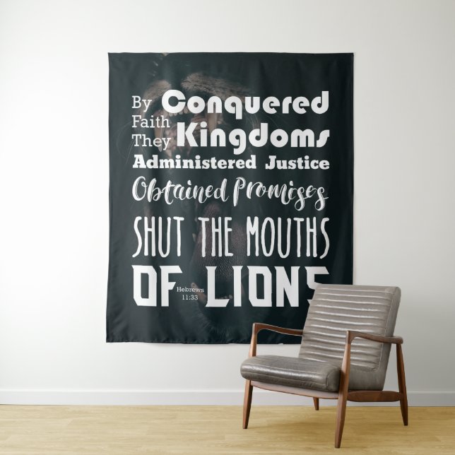 Christian Shut Mouths of Lions Scripture Tapestry (In Situ)