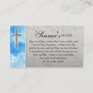 Christian Sinner's Prayer Cross Clouds Business Card