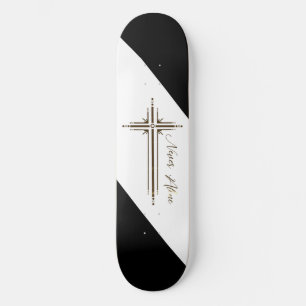 Christian skateboard geometric cross Never Alone