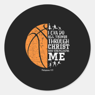 Christian Sketll Gifts Boys Philippians 413 Jesus Classic Round Sticker