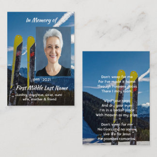 Christian Skiing Skier Memorial Keepsake Business Card