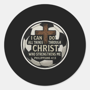 Christian Soccer Bible Verse Quote Philippians 413 Classic Round Sticker
