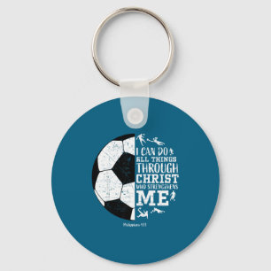 Christian Soccer Faith Bible Verse Scripture Desig Key Ring