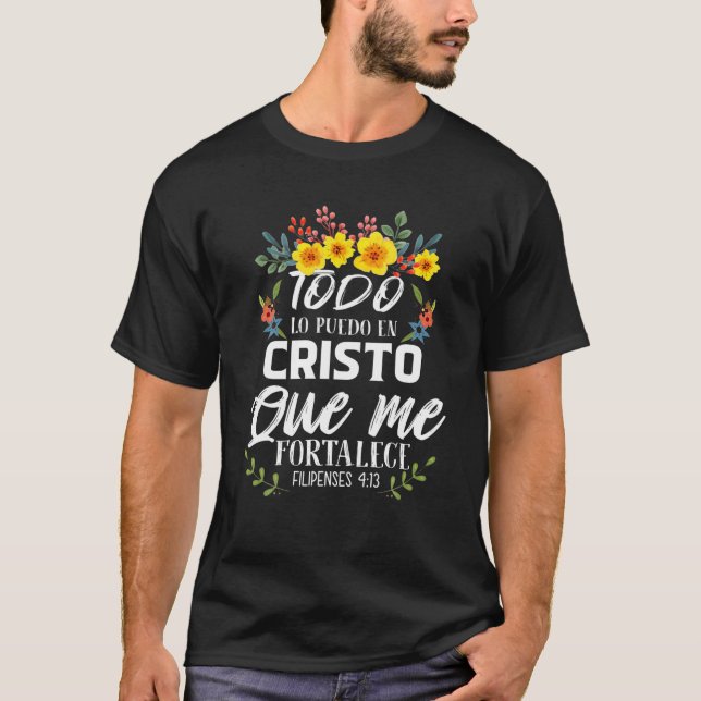 Christian Spanish Gifts Women Religious Bible Vers T-Shirt (Front)