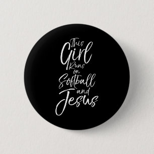 Christian Sport Gift This Girl Runs On Softll And 6 Cm Round Badge