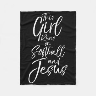 Christian Sport Gift This Girl Runs On Softll And Fleece Blanket