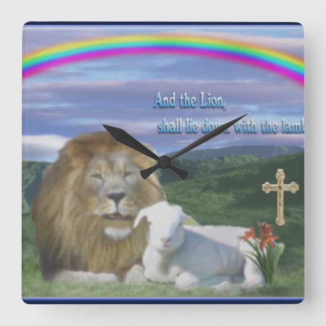 christian square wall clock (Front)
