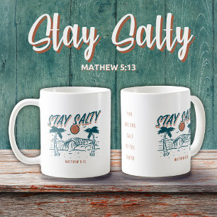Christian Stay Salty Matthew 5:13 Retro Beach Coffee Mug