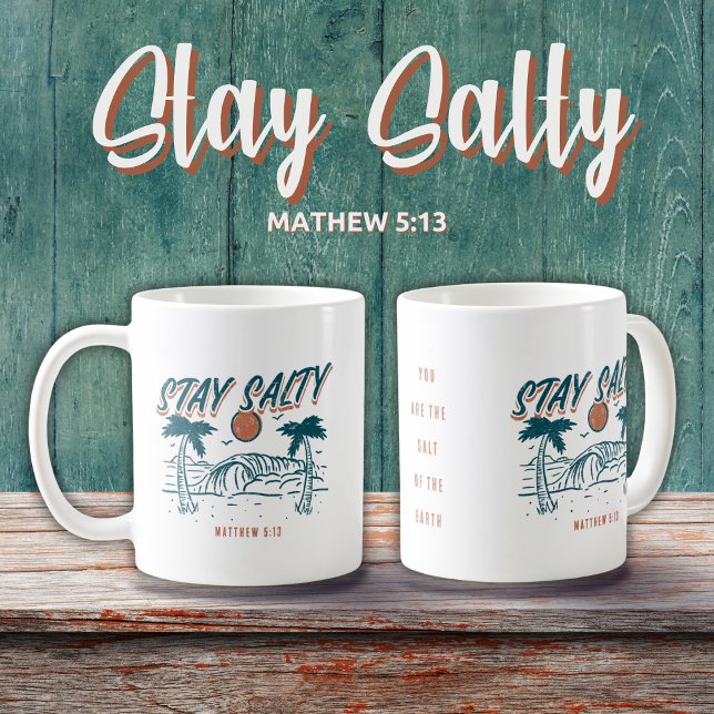 Christian Stay Salty Matthew 5:13 Retro Beach Coffee Mug (Creator Uploaded)