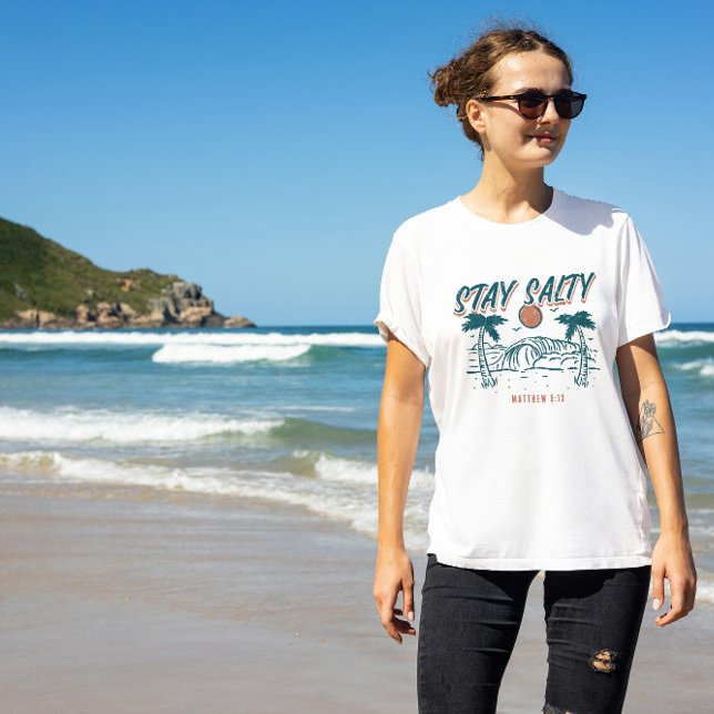 Christian Stay Salty Matthew 5:13 Retro Beach T-Shirt (Creator Uploaded)