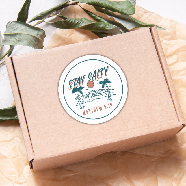 Christian Stay Salty Matthew 5:13 Verse Retro  Classic Round Sticker (Creator Uploaded)