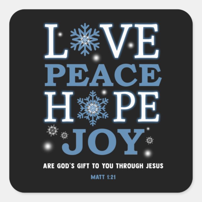 Christian Sticker (Square) - Love Peace Hope Joy (Front)