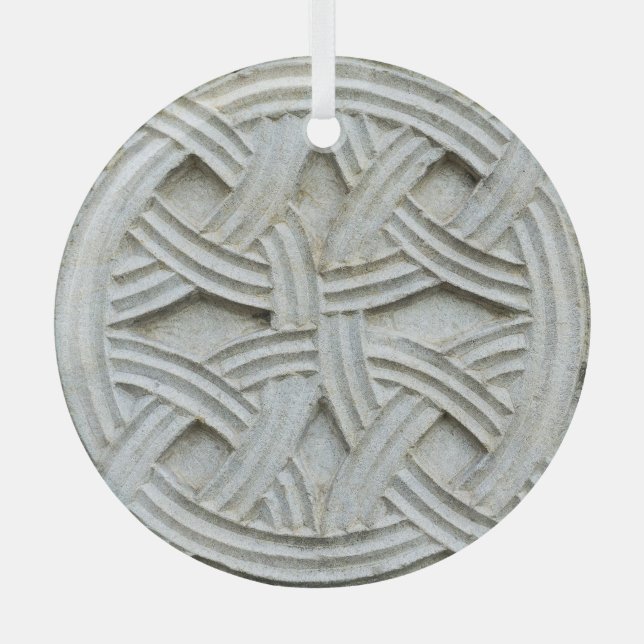 Christian Stone Carving Ancient Pattern Glass Tree Decoration (Front)