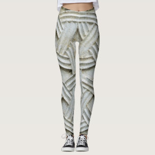 Christian Stone Carving Ancient Pattern Leggings