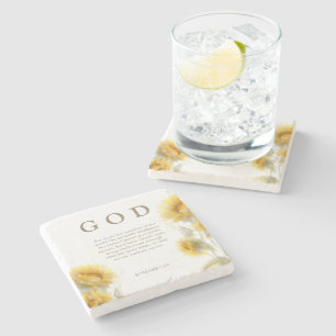 Christian Sunflowers Romans 1:20 Scripture Stone Coaster
