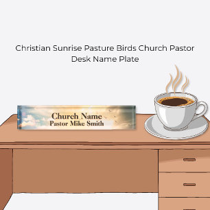Christian Sunrise Pasture Birds Church Pastor  Nameplate