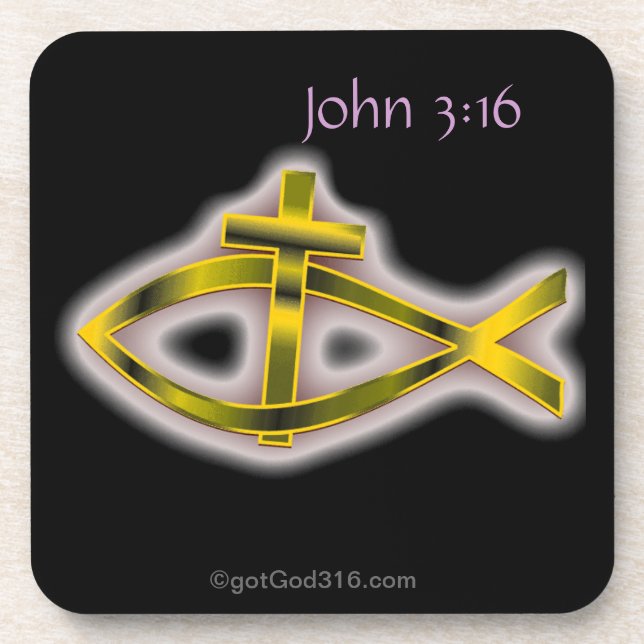 Christian Symbol gotGod316.com Coaster (Front)