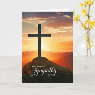 Christian Sympathy Sunset Cross Over the Mountains Card
