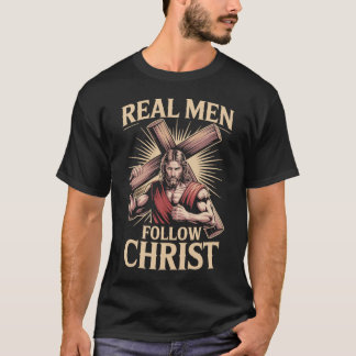 Christian t-shirt Real men follow Christ