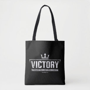 Christian T Shirt Women Men Victory In Jesus Bib Tote Bag