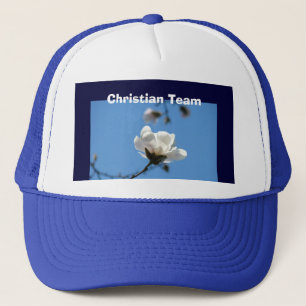 Christian Team! Baseball Cap Hat Blue Sky Flowers