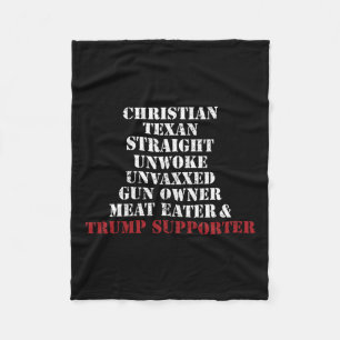 Christian Texan Straight Unwoke Gun Owner Trump Fleece Blanket