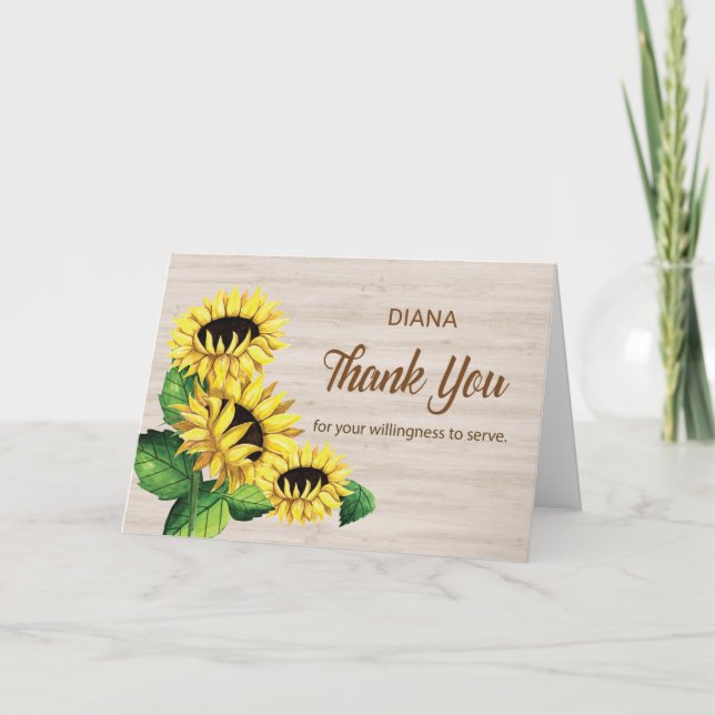 Christian Thank you for Service Personalise Name  Card (Front)
