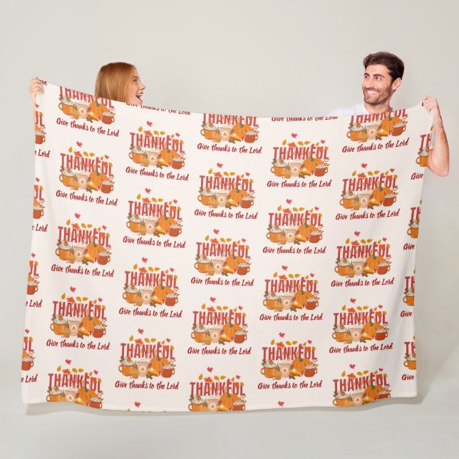 Christian THANKFUL THANKSGIVING Pumpkin Latte Fleece Blanket (In Situ)