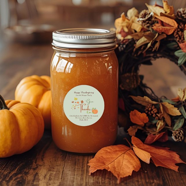 Christian Thanksgiving Bible Verse | Favour Custom Classic Round Sticker (Creator Uploaded)