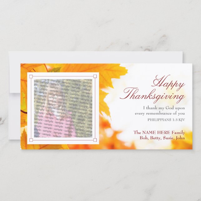 Christian Thanksgiving Photo Card (Front)