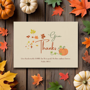 Christian Thanksgiving Psalm 107:1   Custom Family Holiday Card