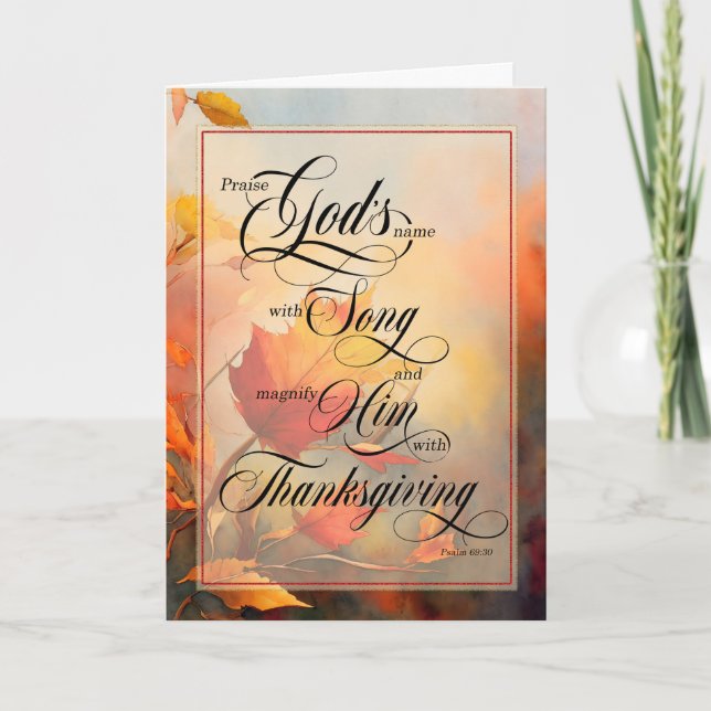 Christian Thanksgiving Psalm Scripture Autumn Holiday Card (Front)