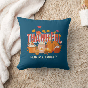 Christian Thanksgiving Pumpkin THANKFUL Family Cushion