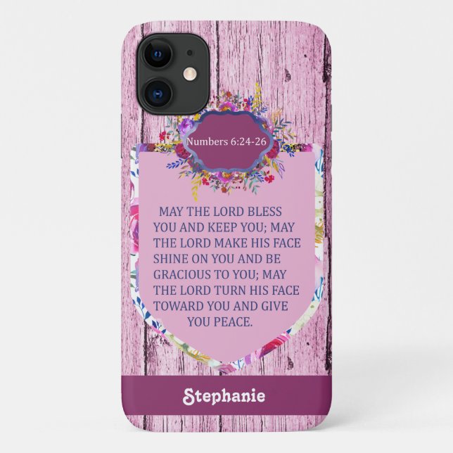 Christian The Blessing Pink Floral Bible Verse Case-Mate iPhone Case (Back)