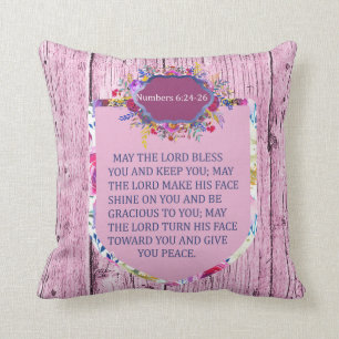 Christian The Blessing Pink Floral Bible Verse Cushion
