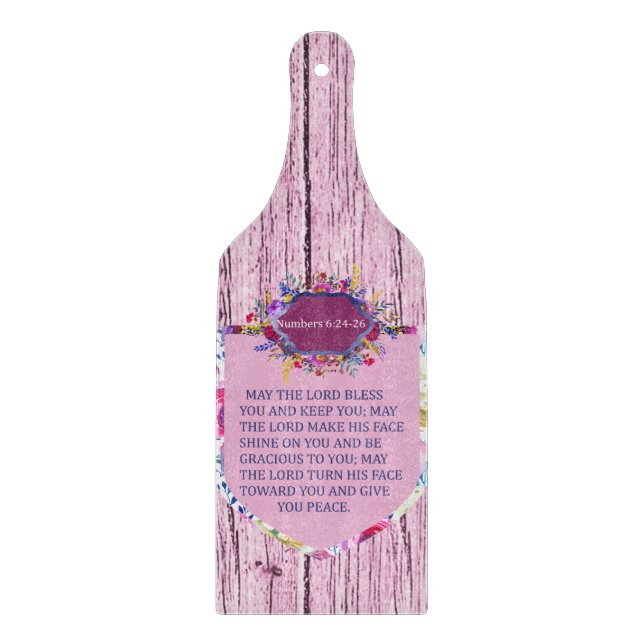 Christian The Blessing Pink Floral Bible Verse Cutting Board (Front)