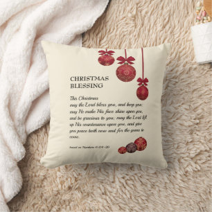 Christian   THE LORD BLESS YOU   Christmas Baubles Cushion