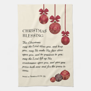 Christian   THE LORD BLESS YOU   Christmas Baubles Tea Towel