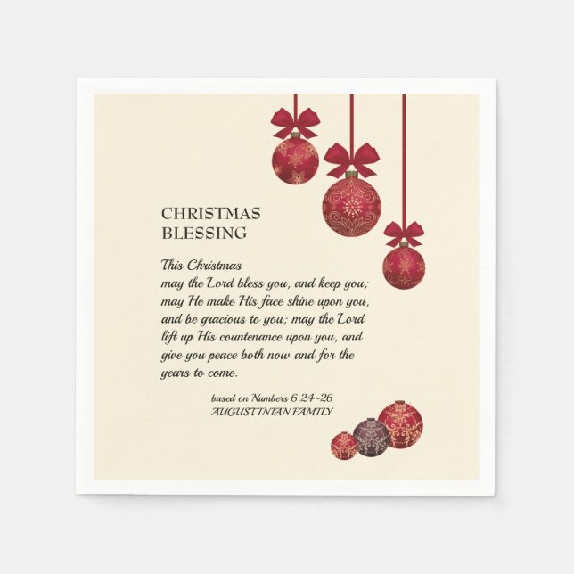 Christian | THE LORD BLESS YOU | Christmas Paper Napkin (Front)