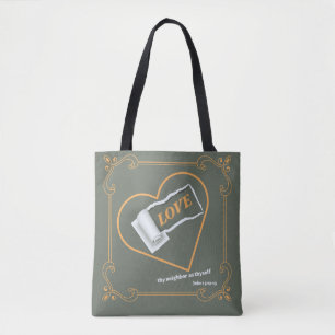 Christian Themed Love Thy Neighbour John 15:12-13 Tote Bag