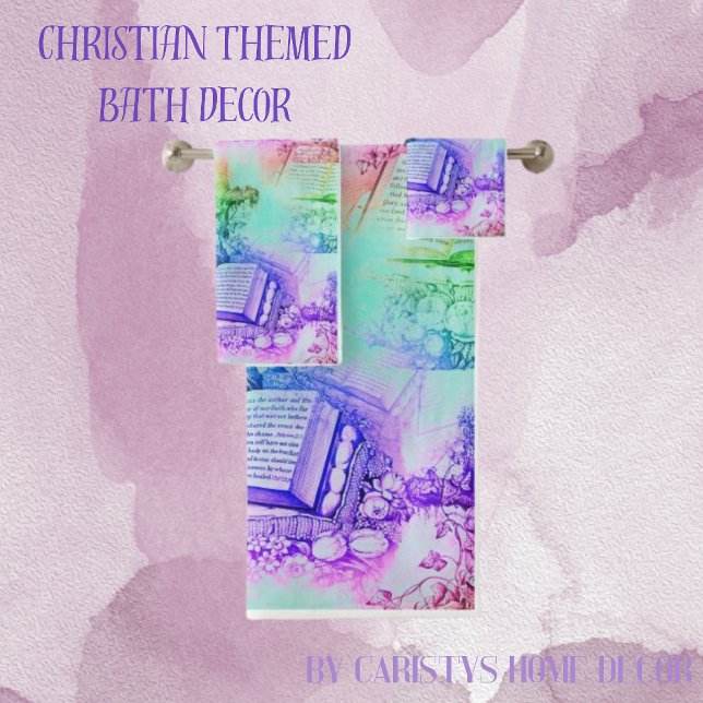 Christian Themed with Bible Pastels Bath Towel Set (Creator Uploaded)