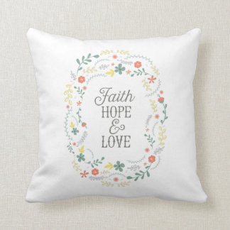 Christian Throw Pillow Quote Faith Hope Love Bible