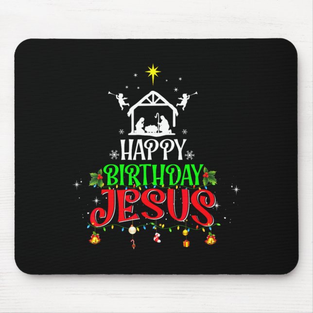 Christian Tree Christmas Happy Birthday Jesus Wome Mouse Pad (Front)