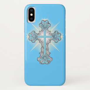 Christian turquoise flourish cross iPhone x case