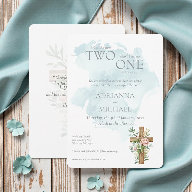 Christian Two Become One Watercolor Invitation (Creator Uploaded)
